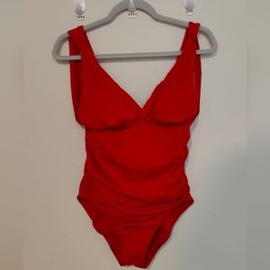 Red one piece bathing suit